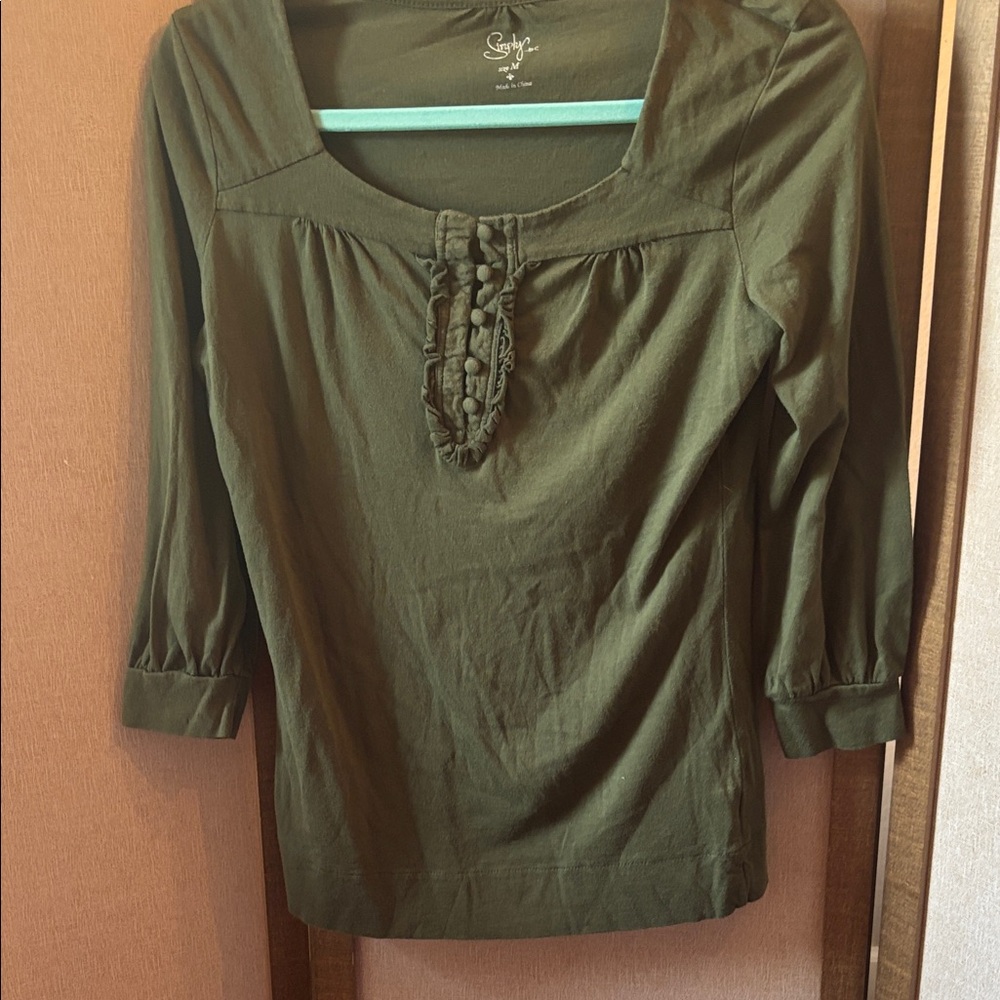 FINAL MARKDOWN Simply Olive Green Blouse medium